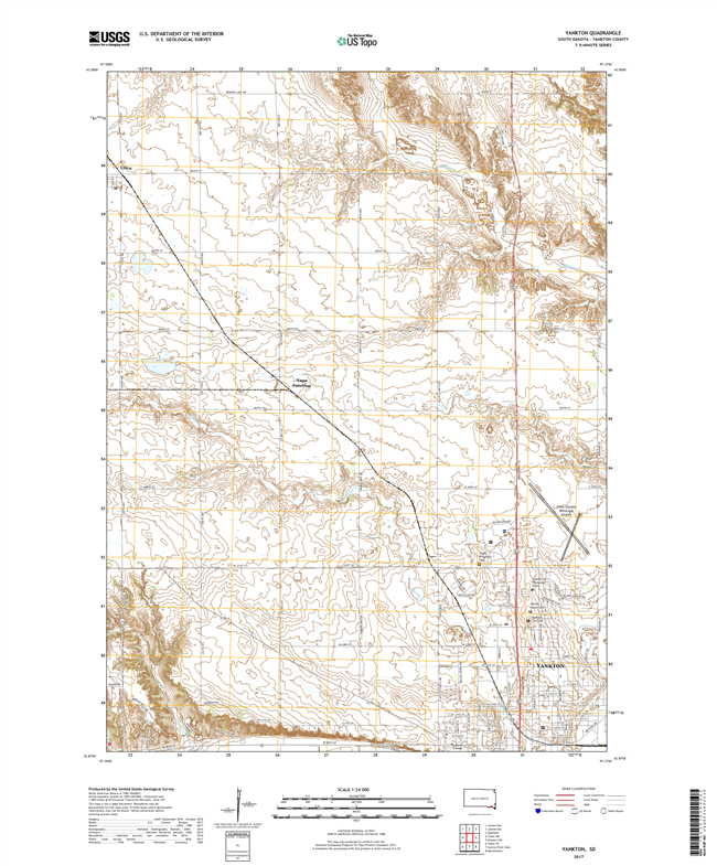 Yankton South Dakota  - 24k Topo Map