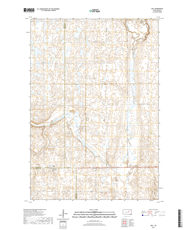 Zell South Dakota  - 24k Topo Map