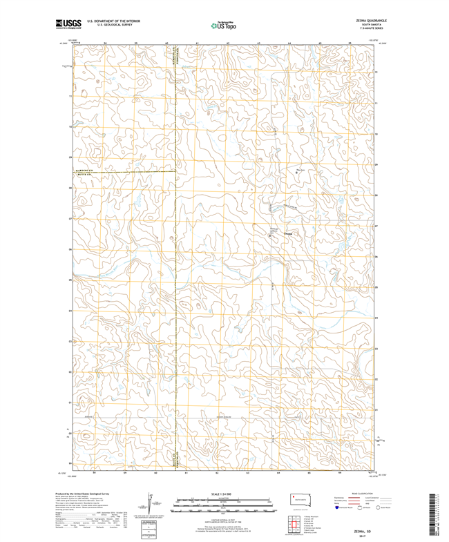 Zeona South Dakota  - 24k Topo Map