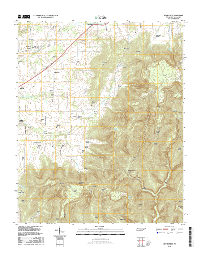 Beans Creek Tennessee  - 24k Topo Map