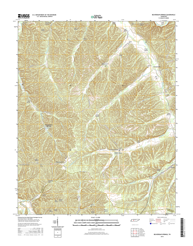 Beaverdam Springs Tennessee  - 24k Topo Map