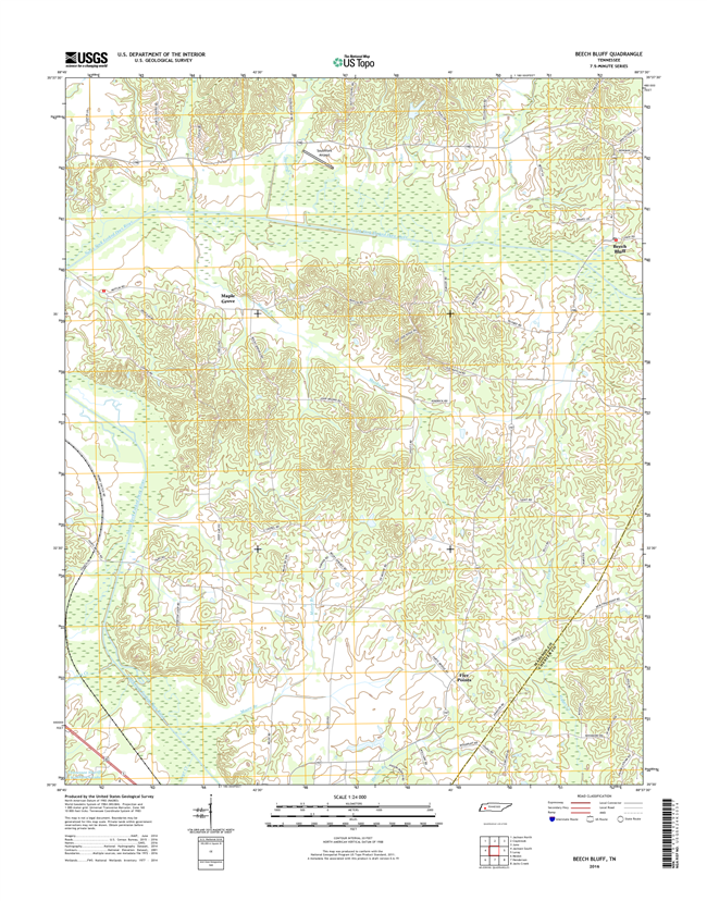 Beech Bluff Tennessee  - 24k Topo Map