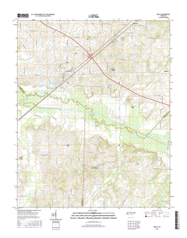 Bells Tennessee  - 24k Topo Map