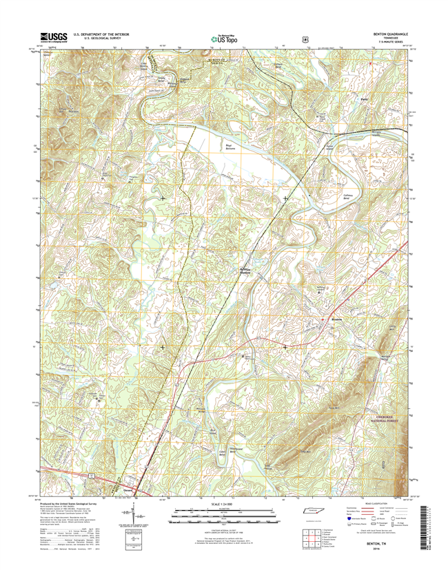 Benton Tennessee  - 24k Topo Map