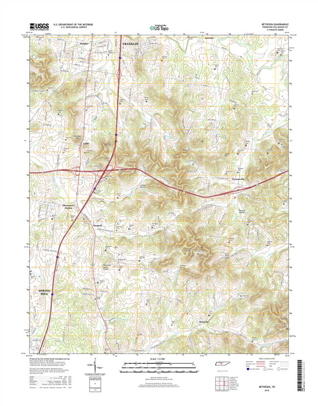 Bethesda Tennessee  - 24k Topo Map