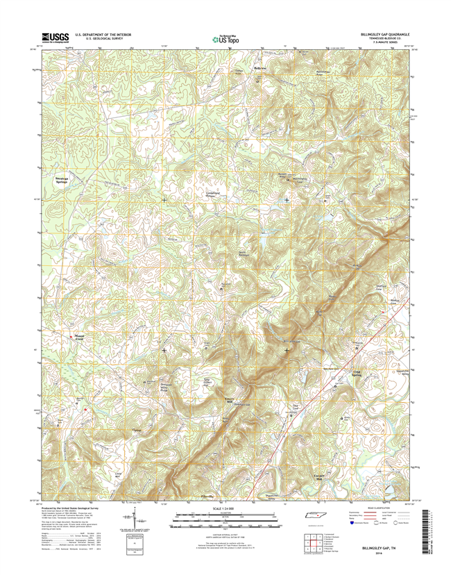 Billingsley Gap Tennessee  - 24k Topo Map