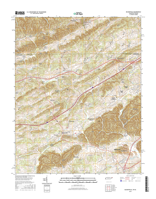 Blountville Tennessee - Virginia - 24k Topo Map