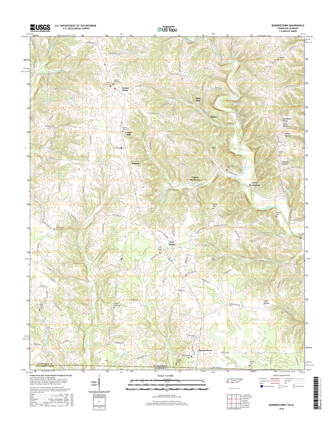 Bonnertown Tennessee - Alabama - 24k Topo Map