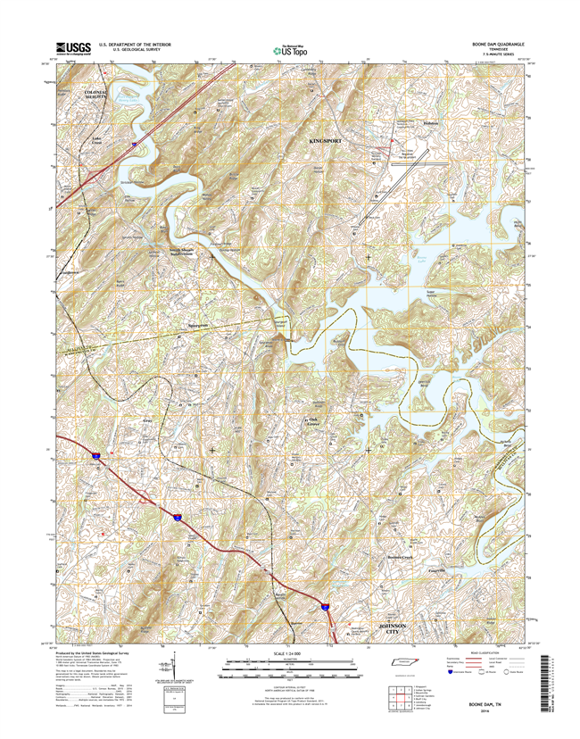 Boone Dam Tennessee  - 24k Topo Map