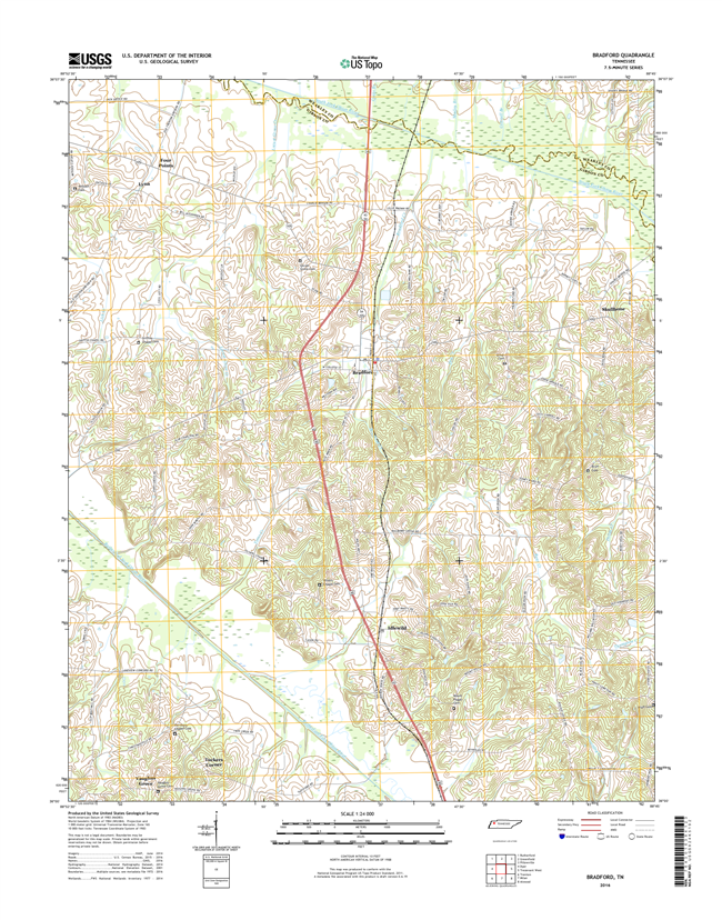 Bradford Tennessee  - 24k Topo Map