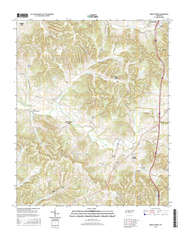 Brick Church Tennessee  - 24k Topo Map