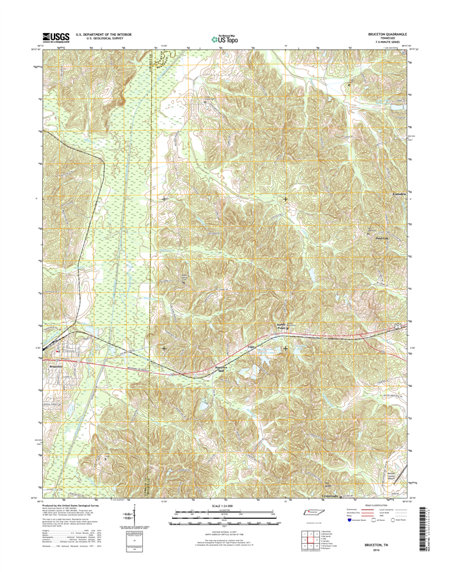 Bruceton Tennessee  - 24k Topo Map