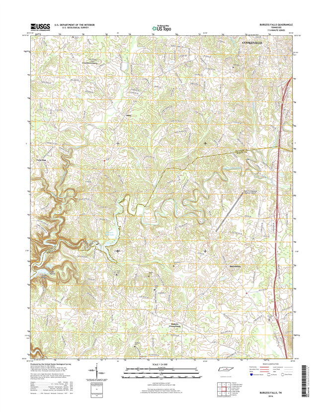 Burgess Falls Tennessee  - 24k Topo Map