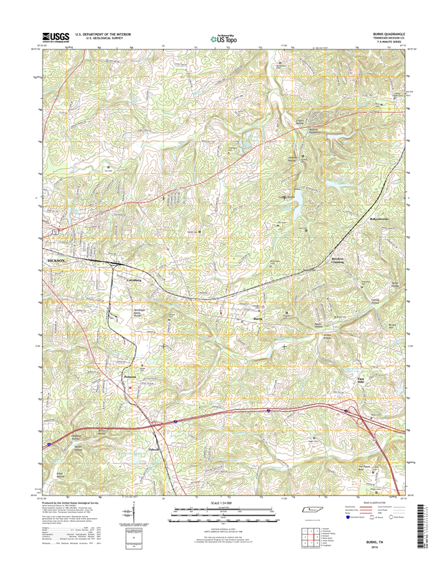 Burns Tennessee  - 24k Topo Map