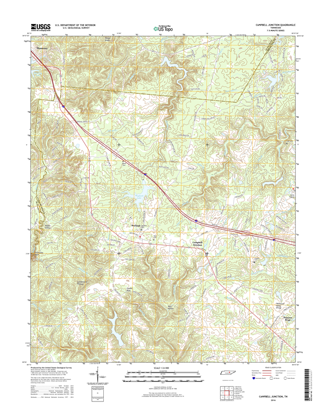 Campbell Junction Tennessee  - 24k Topo Map