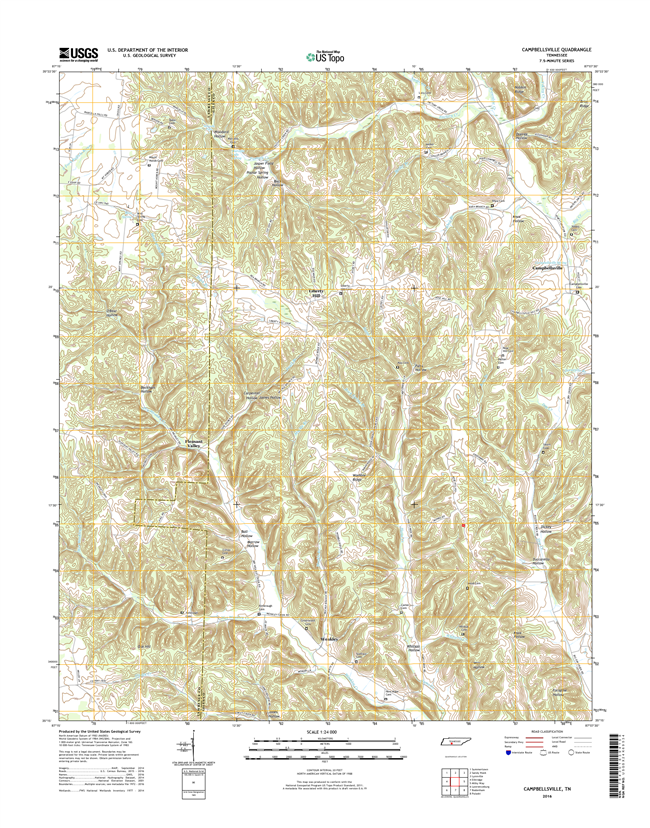 Campbellsville Tennessee  - 24k Topo Map