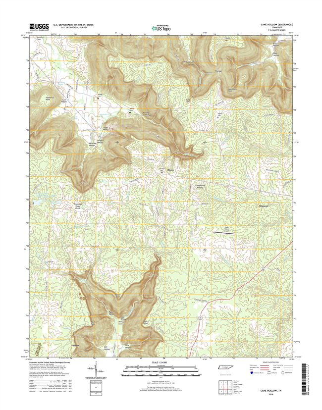 Cane Hollow Tennessee  - 24k Topo Map