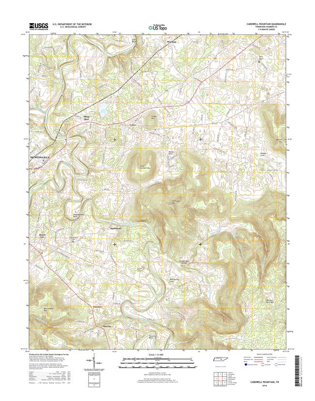 Cardwell Mountain Tennessee  - 24k Topo Map