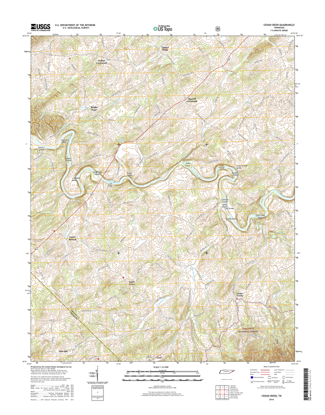 Cedar Creek Tennessee  - 24k Topo Map