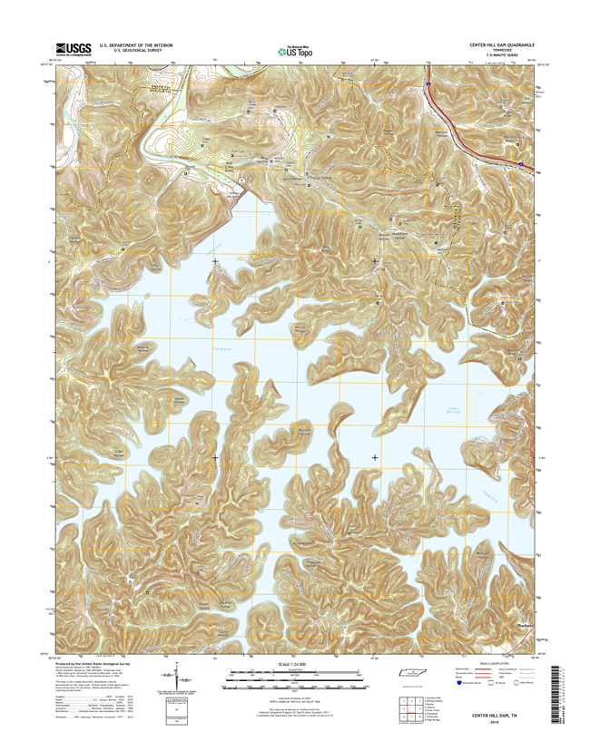 Center Hill Dam Tennessee  - 24k Topo Map