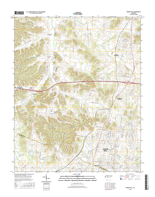 Spring Hill Tennessee  - 24k Topo Map