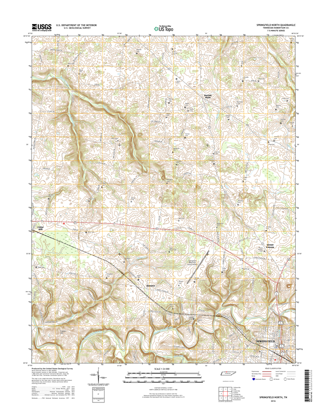 Springfield North Tennessee  - 24k Topo Map