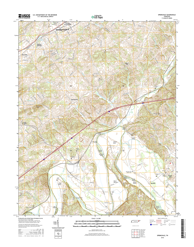 Springvale Tennessee  - 24k Topo Map