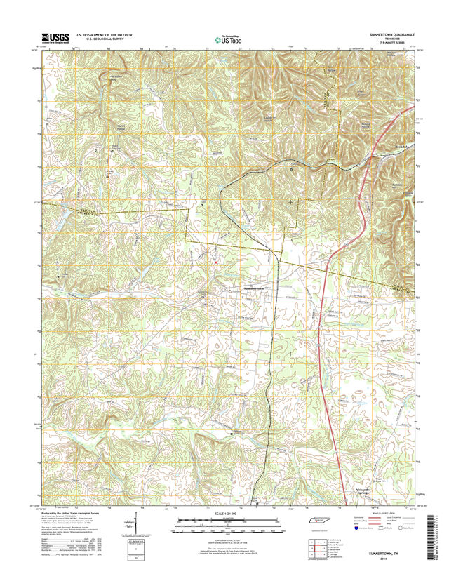 Summertown Tennessee  - 24k Topo Map