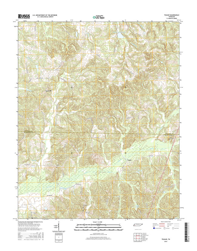 Teague Tennessee  - 24k Topo Map