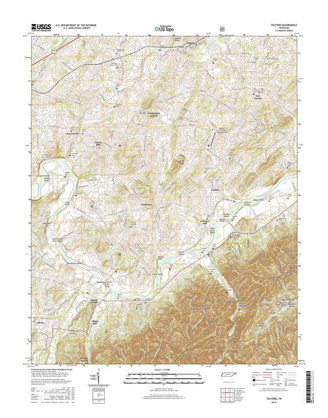 Telford Tennessee  - 24k Topo Map
