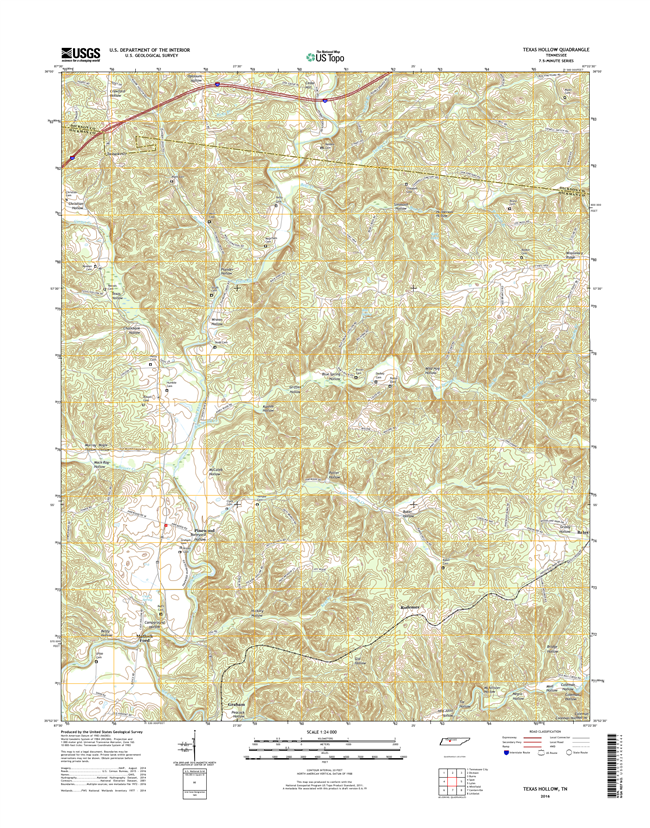 Texas Hollow Tennessee  - 24k Topo Map
