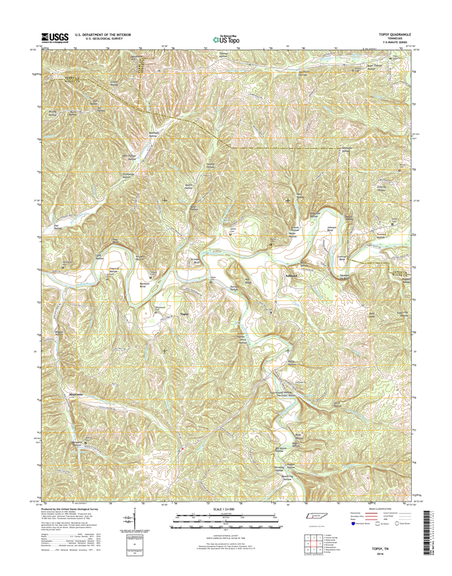 Topsy Tennessee  - 24k Topo Map