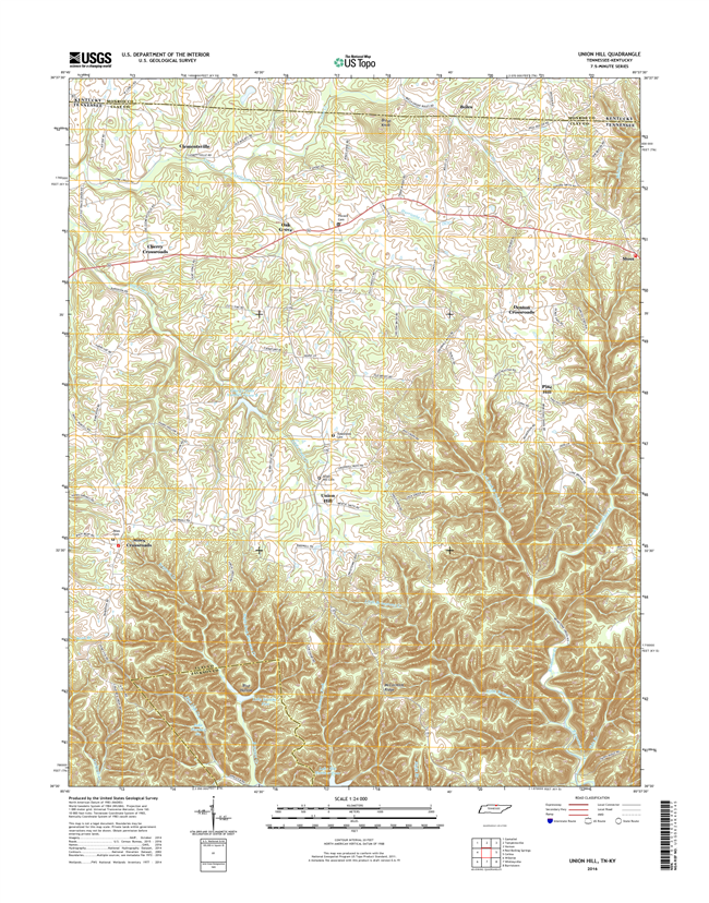 Union Hill Tennessee - Kentucky - 24k Topo Map