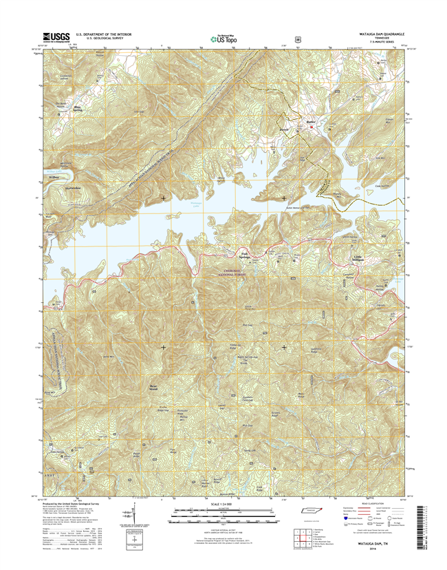 Watauga Dam Tennessee  - 24k Topo Map