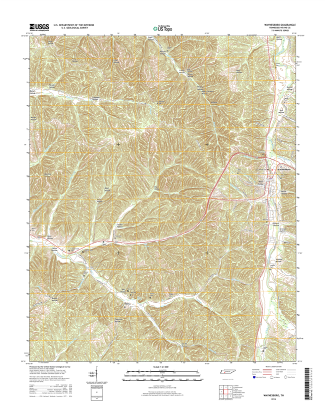 Waynesboro Tennessee  - 24k Topo Map