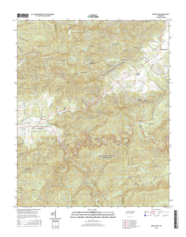 Wear Cove Tennessee  - 24k Topo Map