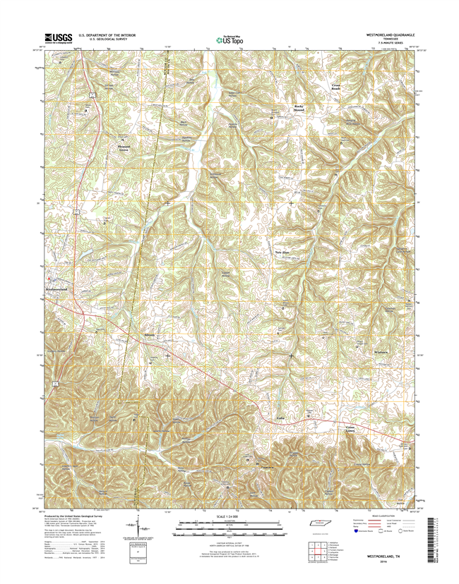 Westmoreland Tennessee  - 24k Topo Map