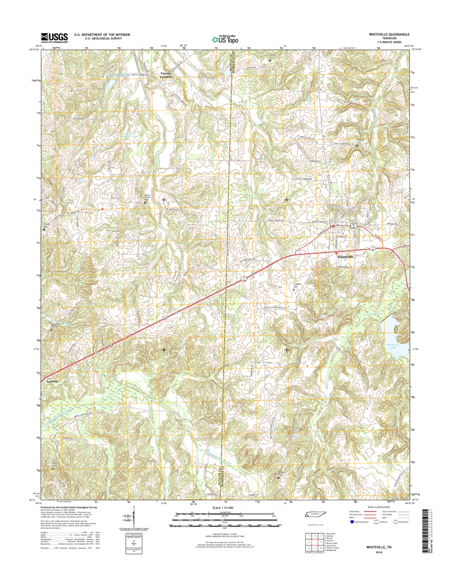 Whiteville Tennessee  - 24k Topo Map