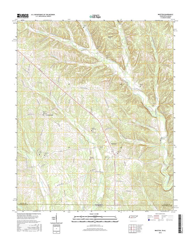 Whitten Tennessee - Alabama - 24k Topo Map