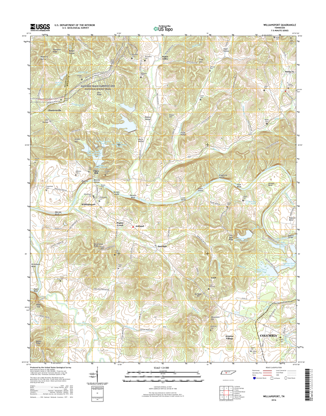 Williamsport Tennessee  - 24k Topo Map