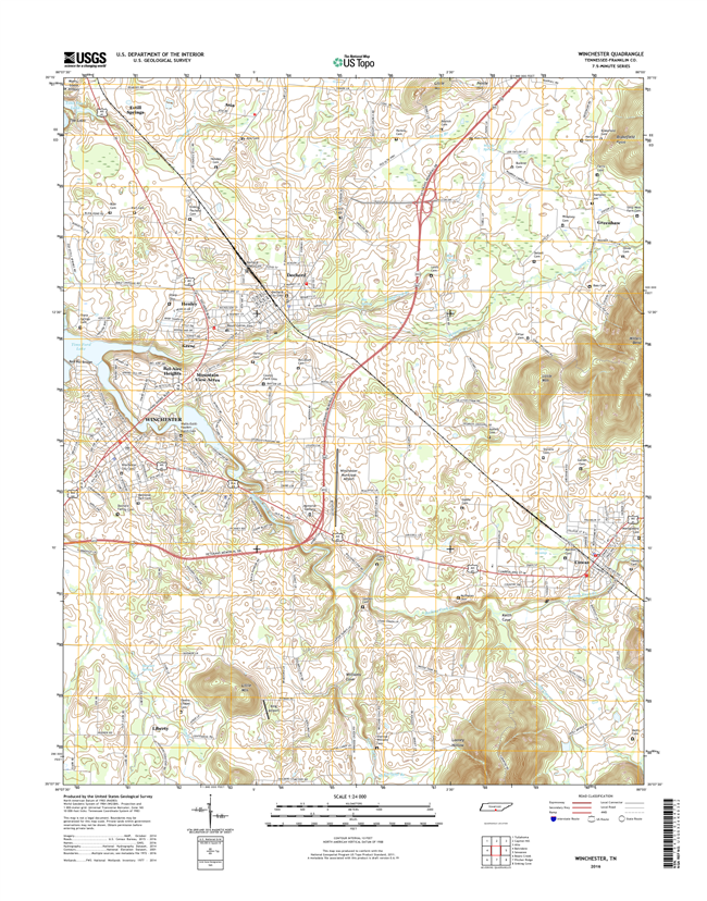 Winchester Tennessee  - 24k Topo Map