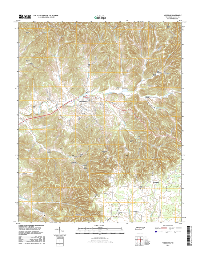 Woodbury Tennessee  - 24k Topo Map