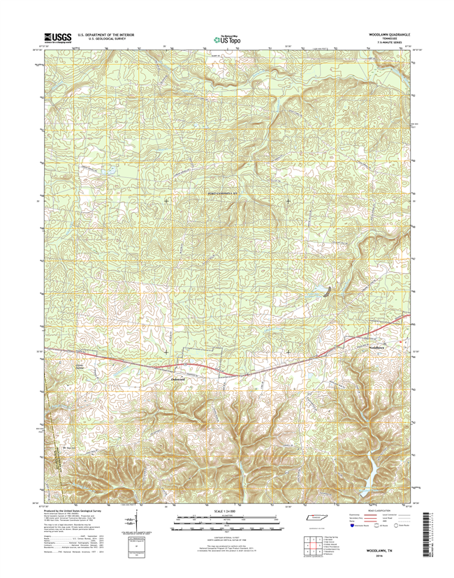 Woodlawn Tennessee  - 24k Topo Map