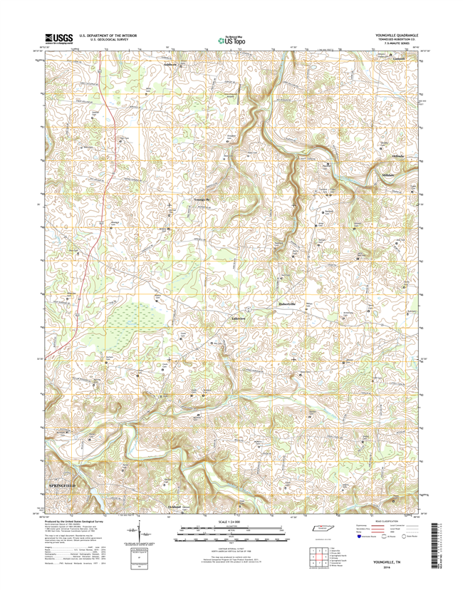 Youngville Tennessee  - 24k Topo Map