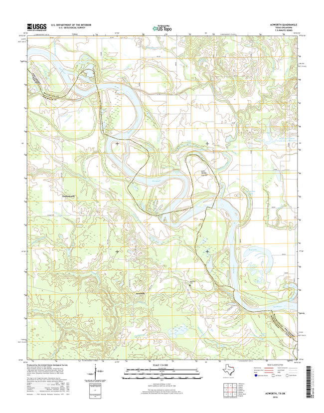 Acworth Texas - Oklahoma - 24k Topo Map