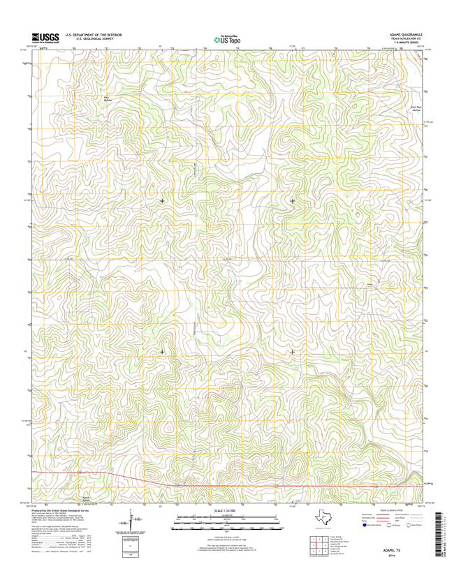 Adams Texas - 24k Topo Map