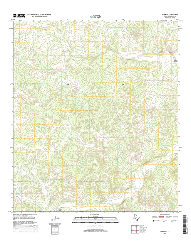 Adams SE Texas - 24k Topo Map