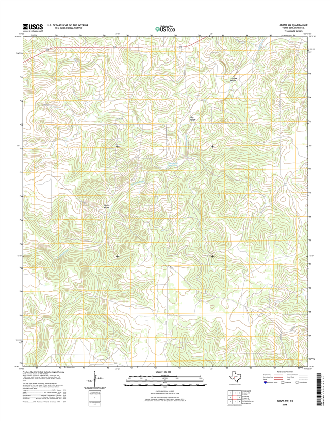 Adams SW Texas - 24k Topo Map