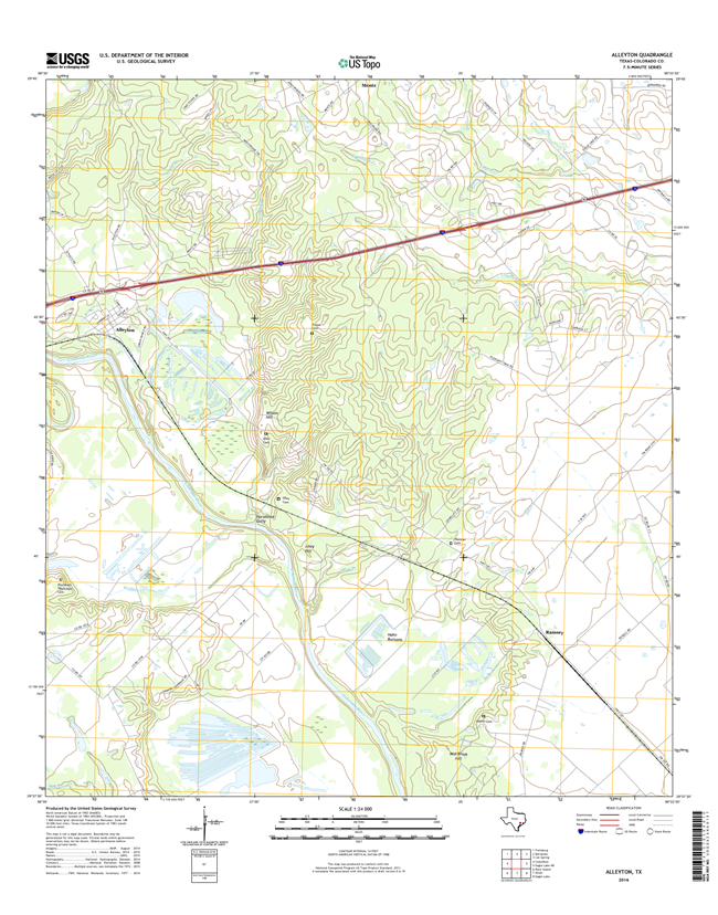Alleyton Texas - 24k Topo Map