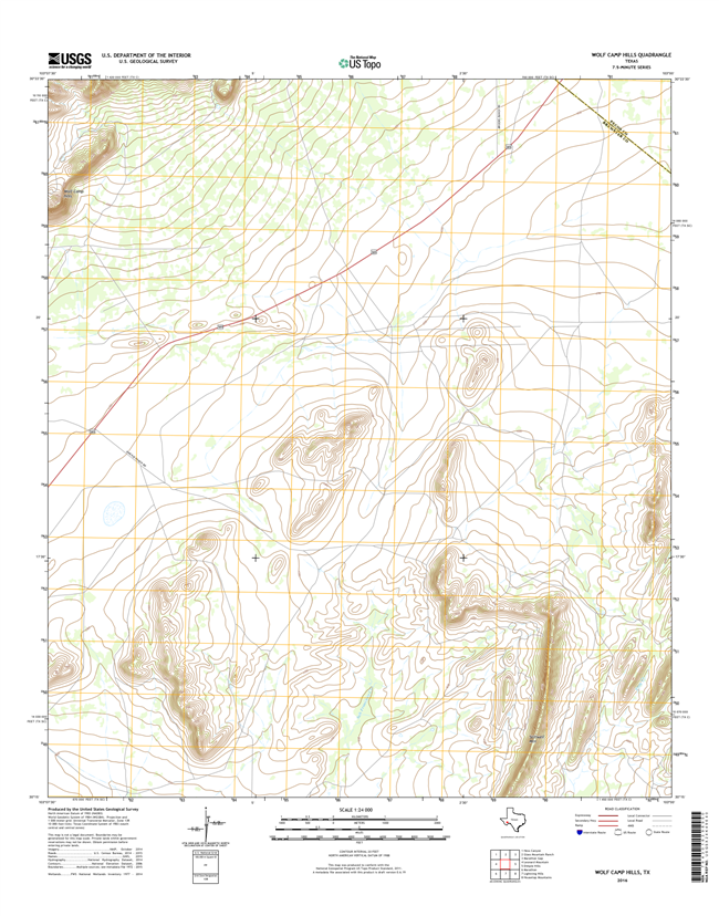 Wolf Camp Hills Texas - 24k Topo Map
